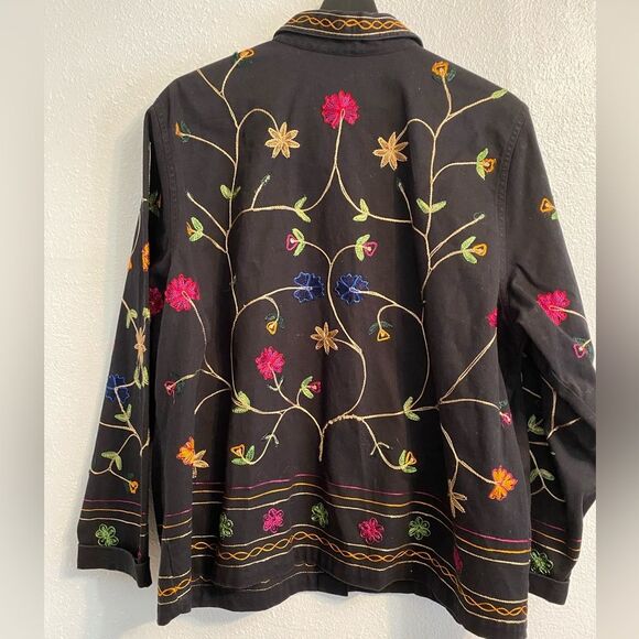 Floral Embroidered Jacket AOP XL Boho Cottagecore Coquette Western Bohemian b1-6 - Picture 5 of 8